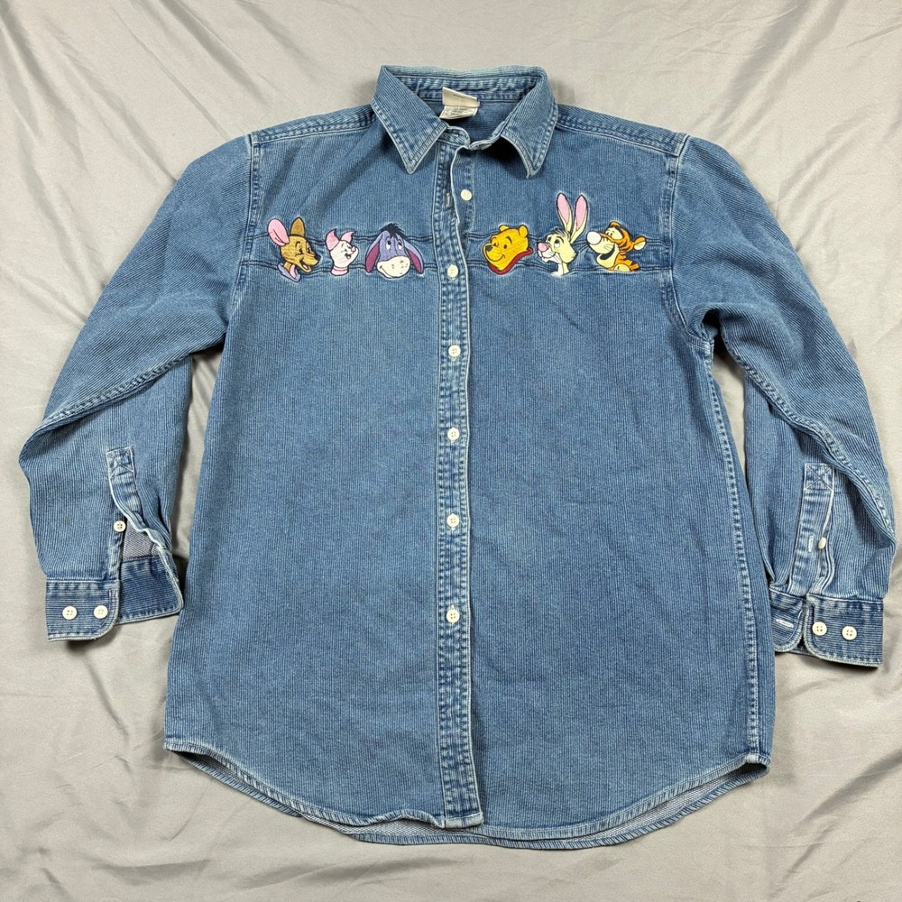 VTG Disney Winnie the Pooh & Friends Corduroy Shirt Embroidered Small